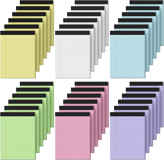 36 Pack Legal Pads 8.5 x 11, Note Pads 8.5 x 11, Wide Ruled Colored Legal Pads, Multicolor Notepads 8.5 x 11 with Sturdy White Back, 30 Sheet/Notepad, Writing Pad for School, Home, Office