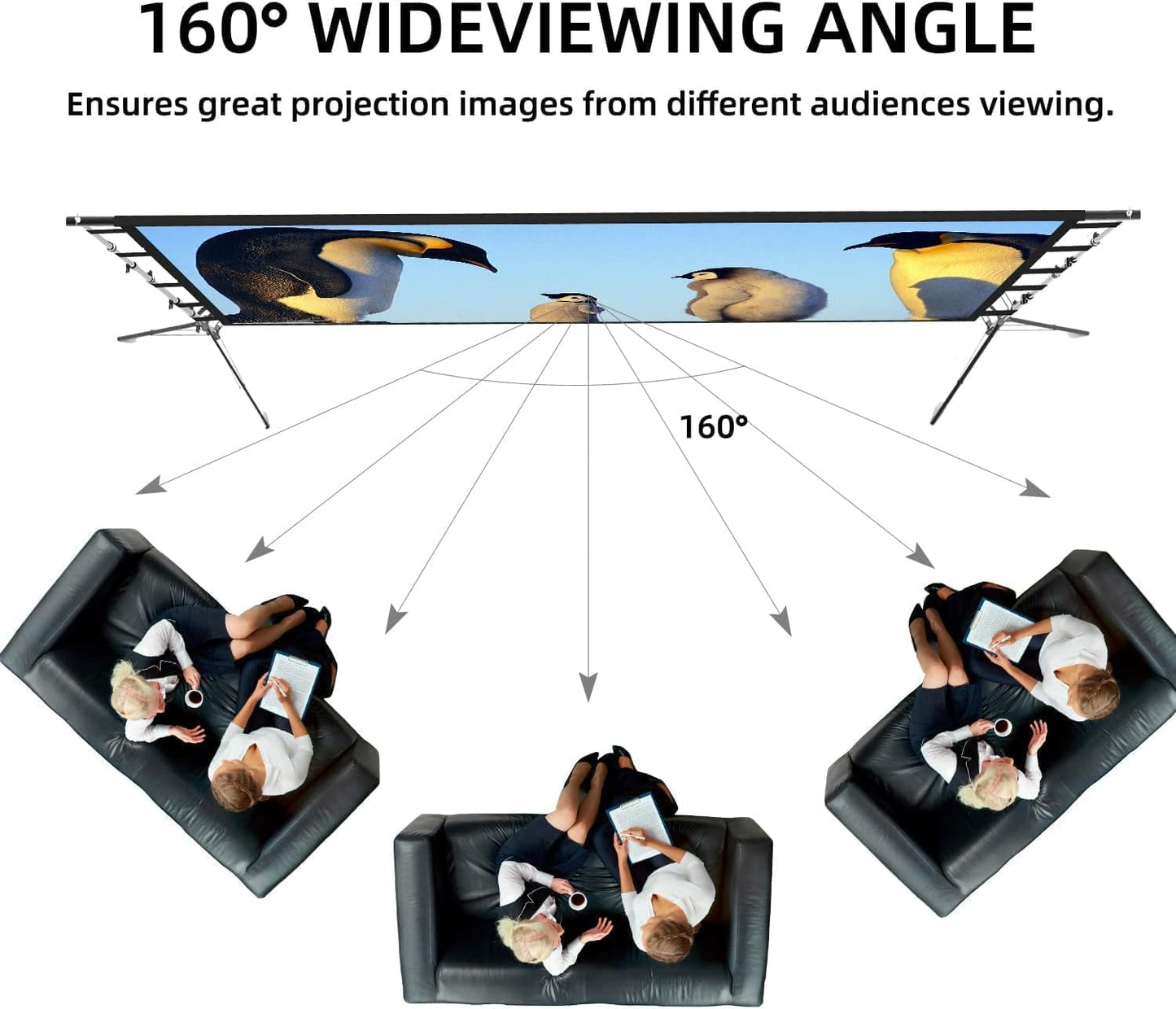 150'' Portable Projector Screen with Stand, 4K HD Outdoor Movie Screen, 10-Year Exchange