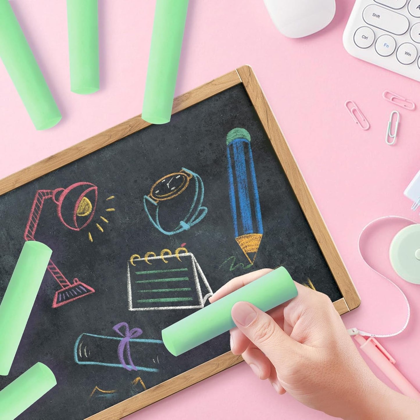 50 Pack Washable Sidewalk Chalks for Kids Non-Toxic Jumbo Chalk for Outdoor Art Play, Colored Chalk for Painting on Chalkboard, Blackboard and Playground