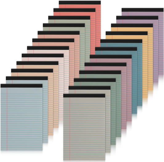 Fuutreo 24 Pcs 5" x 8" Legal Pad Writing Notepads 50 Sheets Small Legal Pad Narrow Ruled Multiple Color Lined Paper for School College Office Supplies Work (Vintage Colors)