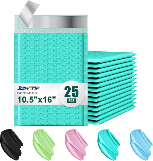 10.5x16 Poly Bubble Mailers #5 Padded Envelopes, 25Pcs Self Seal Mailing Envelopes Bubble Padded Mailers (Teal)