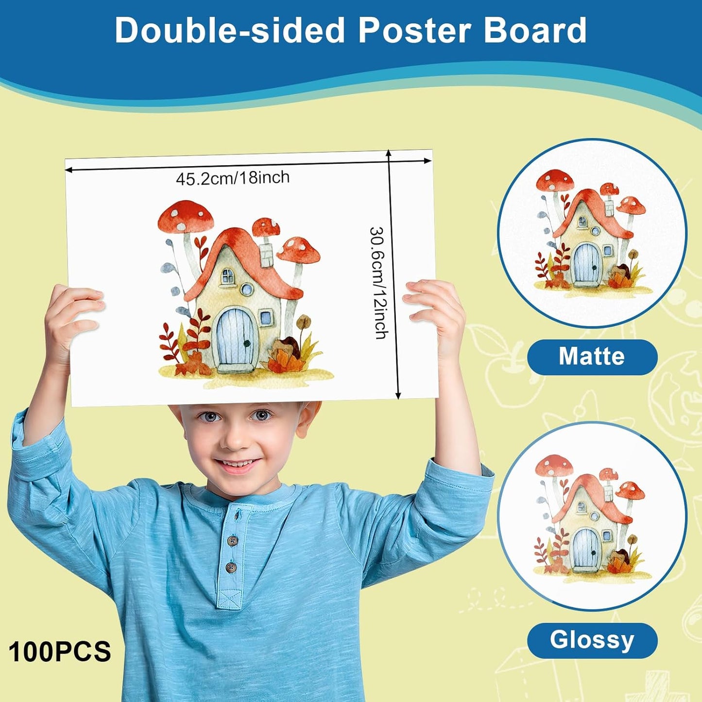 100 Pcs 12" x 18" Poster Board White Poster Board Paper Bulk 250 GSM Thickness Vision Boards Smart PosterBoard for Drawing School Arts Craft Projects Presentations Scrapbooking Blank Graphic Display