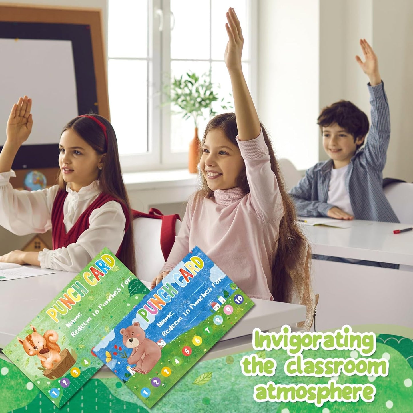 Fumete 400 Pcs Punch Cards for Classroom Reward Cards Behavior Incentive Loyalty Awards for Kids Students Teachers School Business, 8 Styles, 3.5 x 2 in(10 Cute Animal Punches Style)