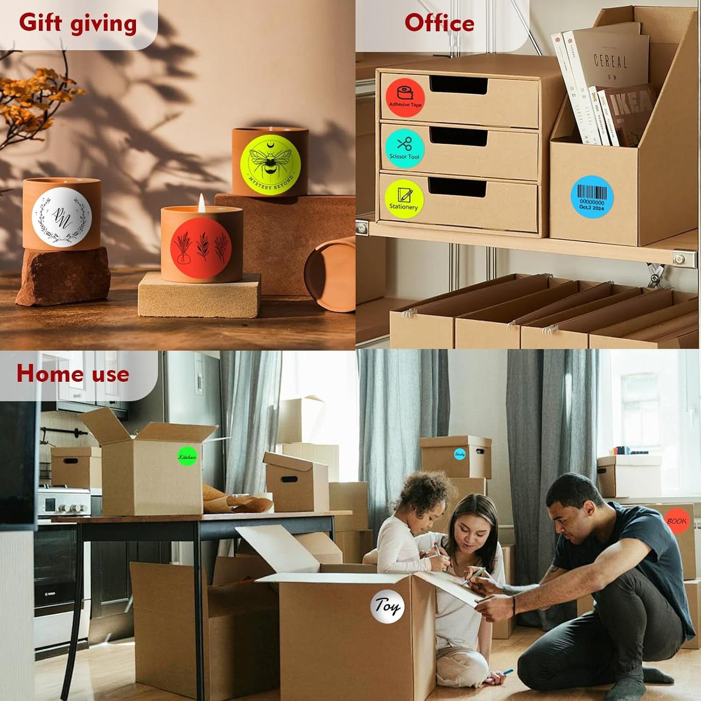 3 X 3 Inch Color Coding Dot Labels Circle Thermal Printable Waterproof 2000 Pcs Round Stickers Adhesive Writable for Office, Home, Garage, DIY Sticker, Barcodes, Name Tag, Fluorescent Red