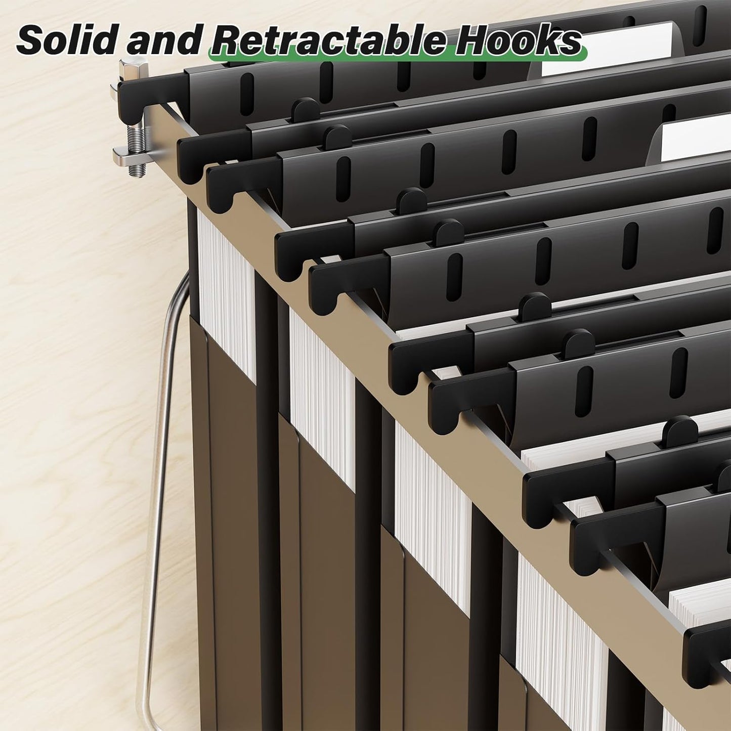 Extra Capacity Legal Size Plastic Hanging File Folders,2" Expanding Accordian Pocket with Black Insert Gasket,Heavy Duty for Filing Cabinet,Hard and Durable Hang Folders,Legal Size,12 Pack(Black)