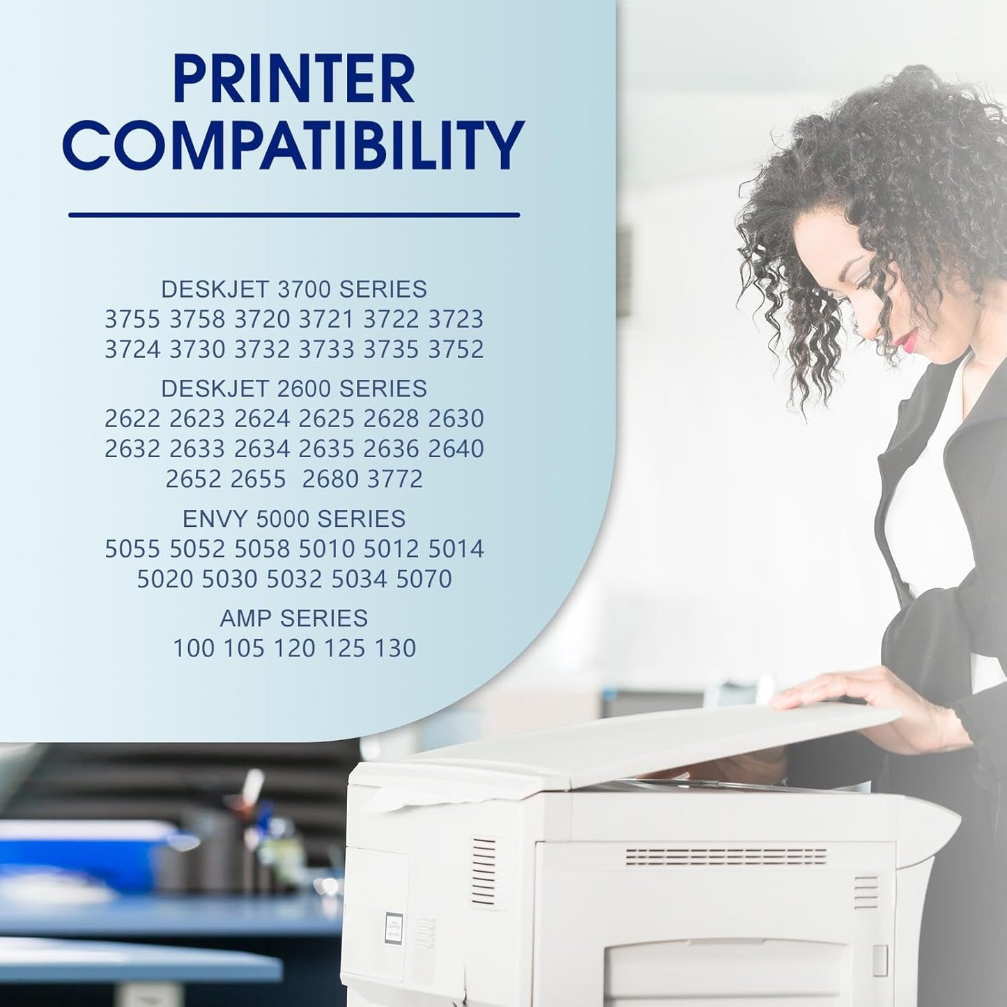 65XL 65 Ink Cartridges Black/Color Combo Pack Compatible for HP Ink 65 Works with Envy 5052 5055 5070 deskje 2600 2622 2652 2655 3700 3755 3772 (1 Black, 1 Color) 2-Pack