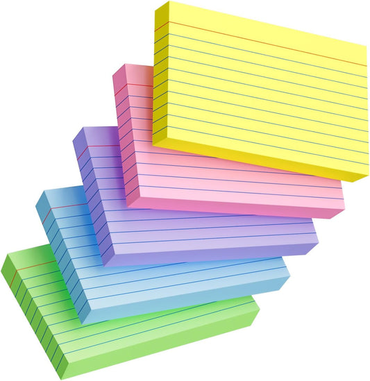 Index Cards 3x5 Inch, 250sheets, Flash Cards,Ruled Lined Colored Note Cards Paper For Studying, Schools Supplies, College, Office And Home Organization, Note Taking Supplies