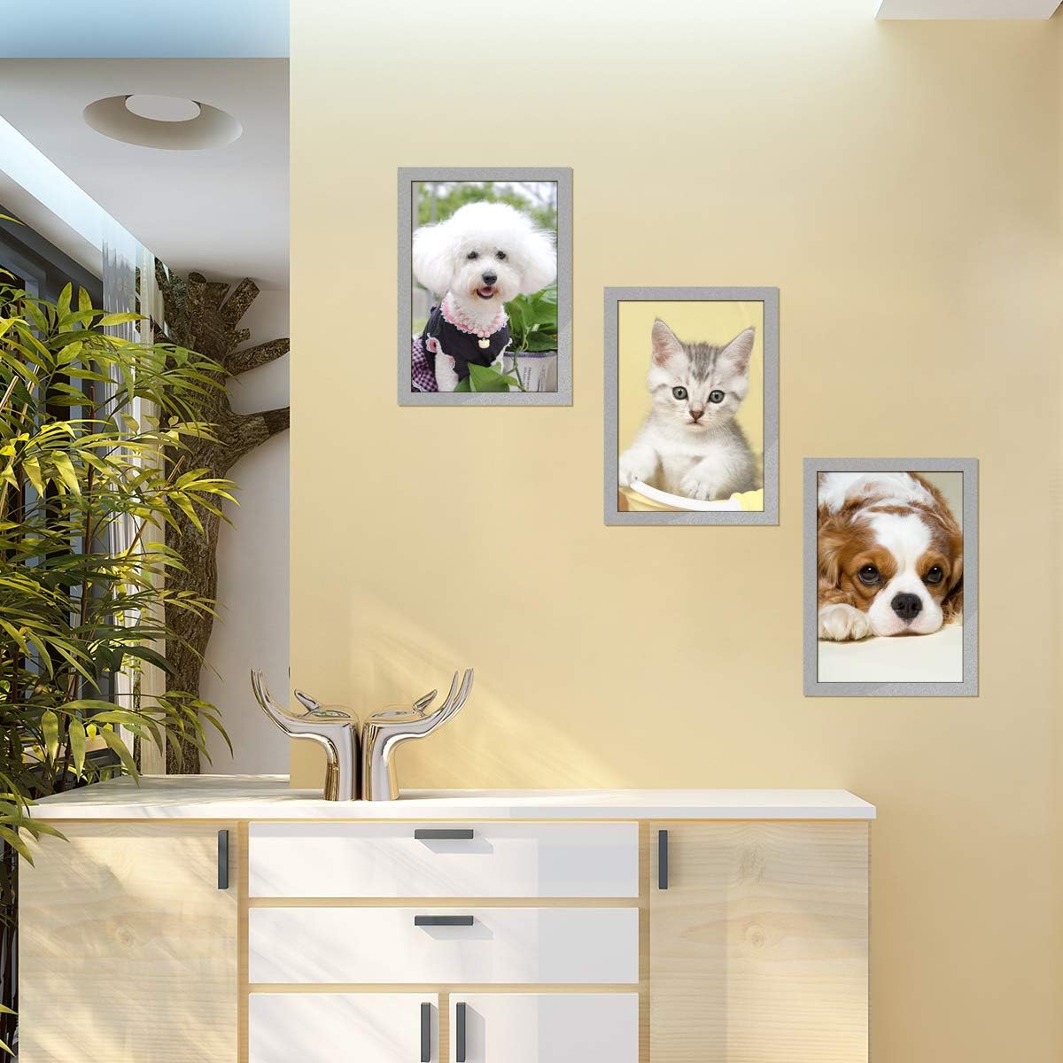 Document Sign Holder Pockets with Adhesive Back, Plastic Poster Picture Notice Display Frame for Window/Door/Wall/Cabinet, 8.5 x 11.6 Inches, Silver, 30 Pack