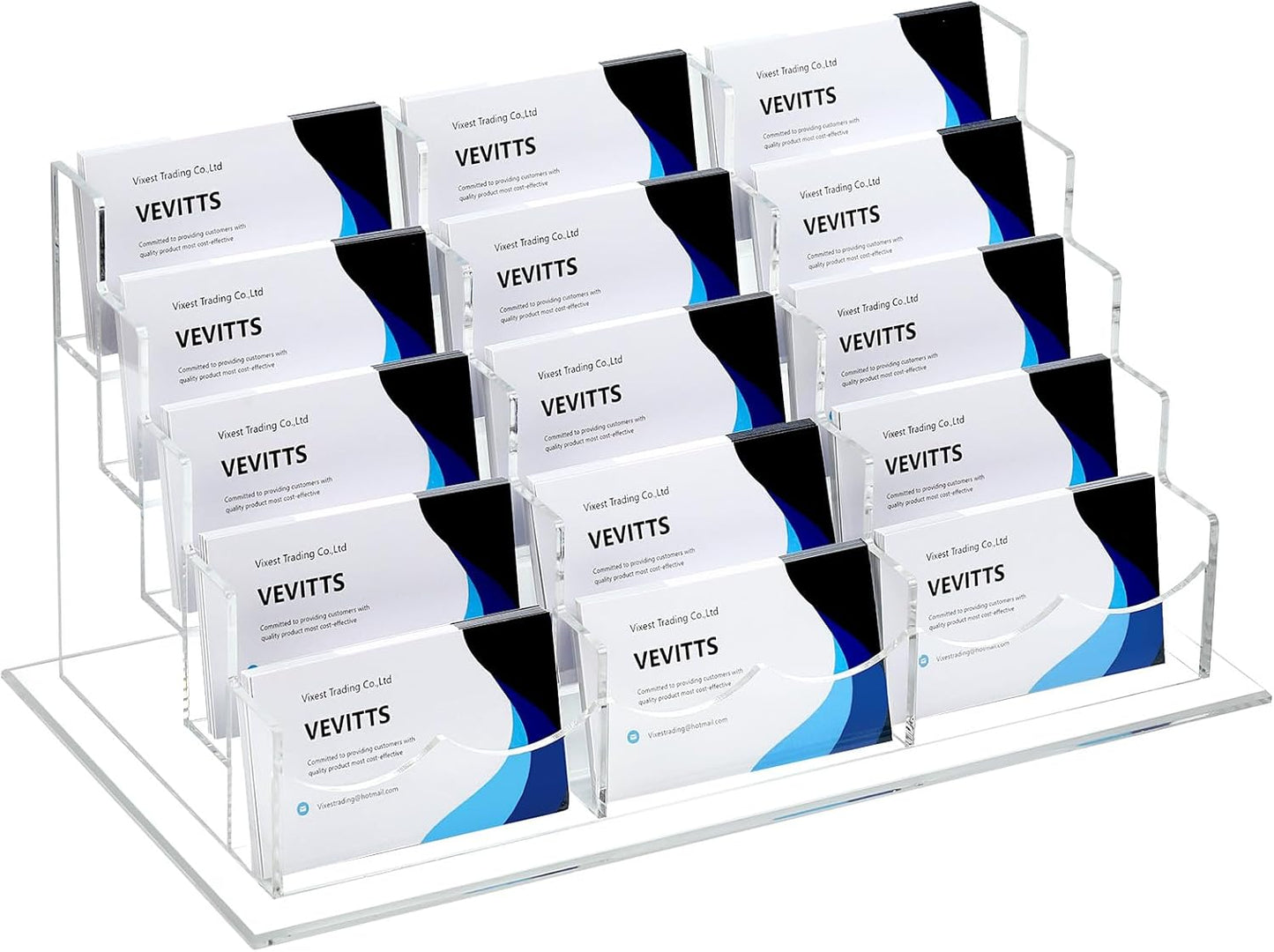 Acrylic Business Card Holder for Desk Multiple Business Card Holders Business Card Organizer Business Card Display Rack Clear Plastic Business Card Stand for Home Office (15 Slots)