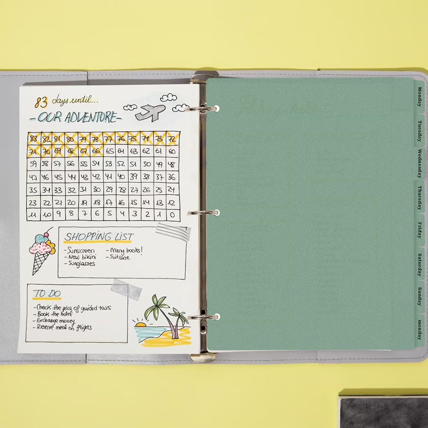 3 Ring Dark Green Binder Dividers with 8-Tabs, A4 Binder Dividers, Sturdy Plastic Divider, Suitable for Notebooks and Binders, Tabs for Binder, 3 Hole Punch (Dark Green, A4)