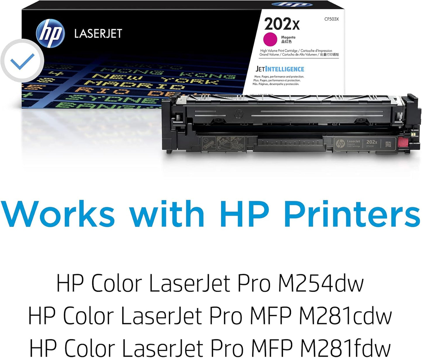 HP 202X Magenta High-yield Toner Cartridge | Works with HP Color LaserJet Pro M254, HP Color LaserJet Pro MFP M281 Series | CF503X