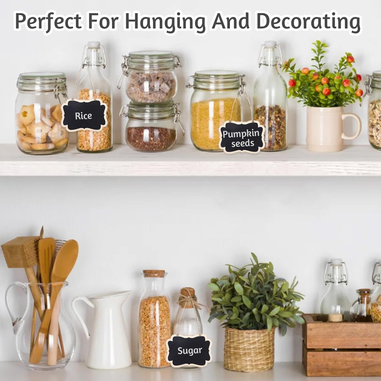 20Pcs Mini Chalkboard Signs,Chalkboard Tags with String,Hanging Small Chalkboard Sign,Wooden Erasable Price Message Tags Blackboard,Double-Sided Hanging Food Labels for Party Buffet