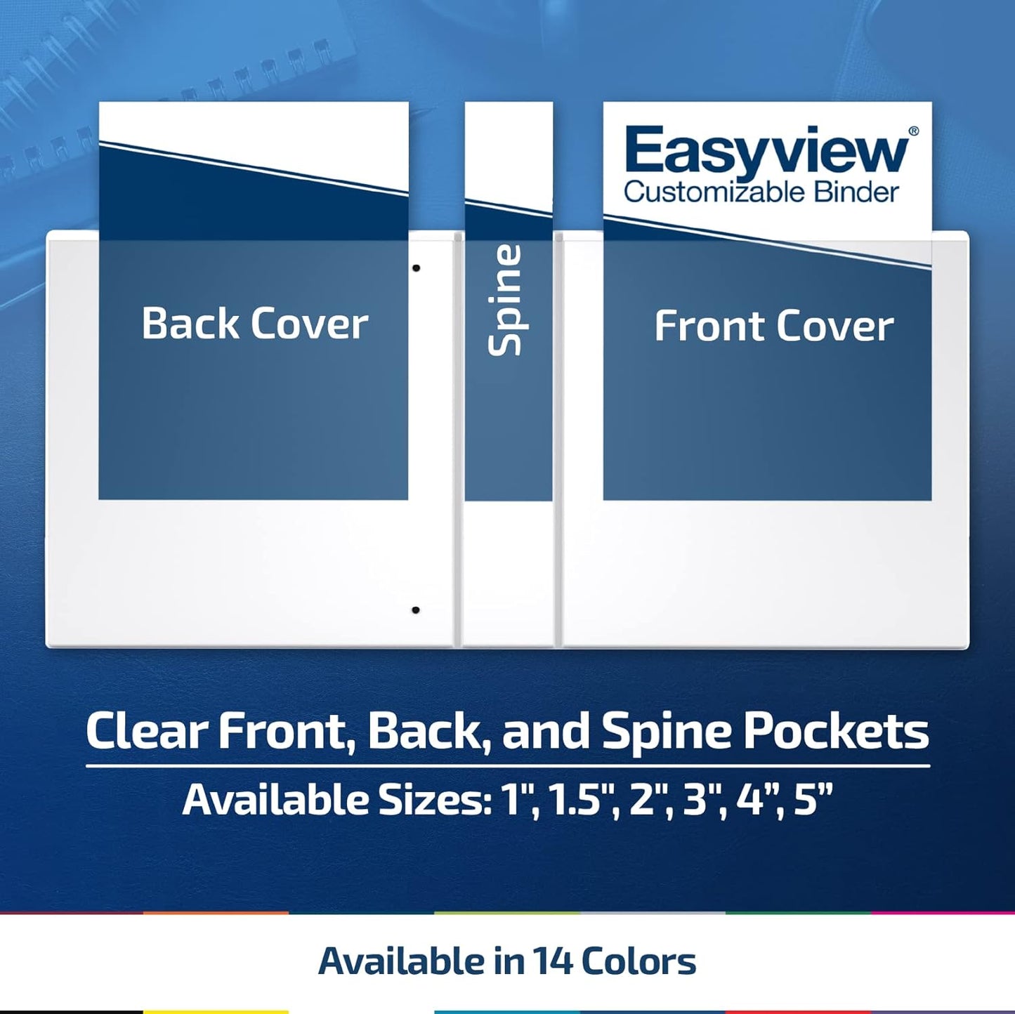 Easyview Premium 3-Ring Binders with Clear-View Covers and Round Rings, Binders for School or Office, 1 Inch, Pack of 24, White