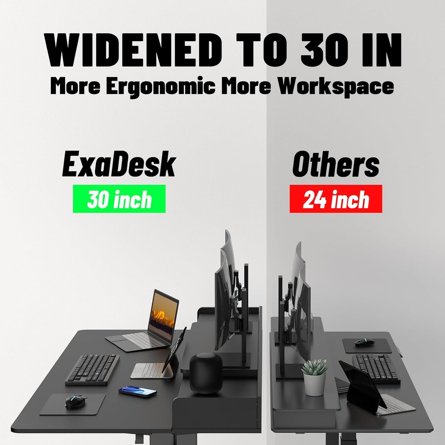 63 x 30 Inch Electric Standing Desk with 2 Drawers, Adjustable Height Widened Stand Up Desk with Storage, Sit to Stand Ergonomic Workstation for Home Office, Classic Black