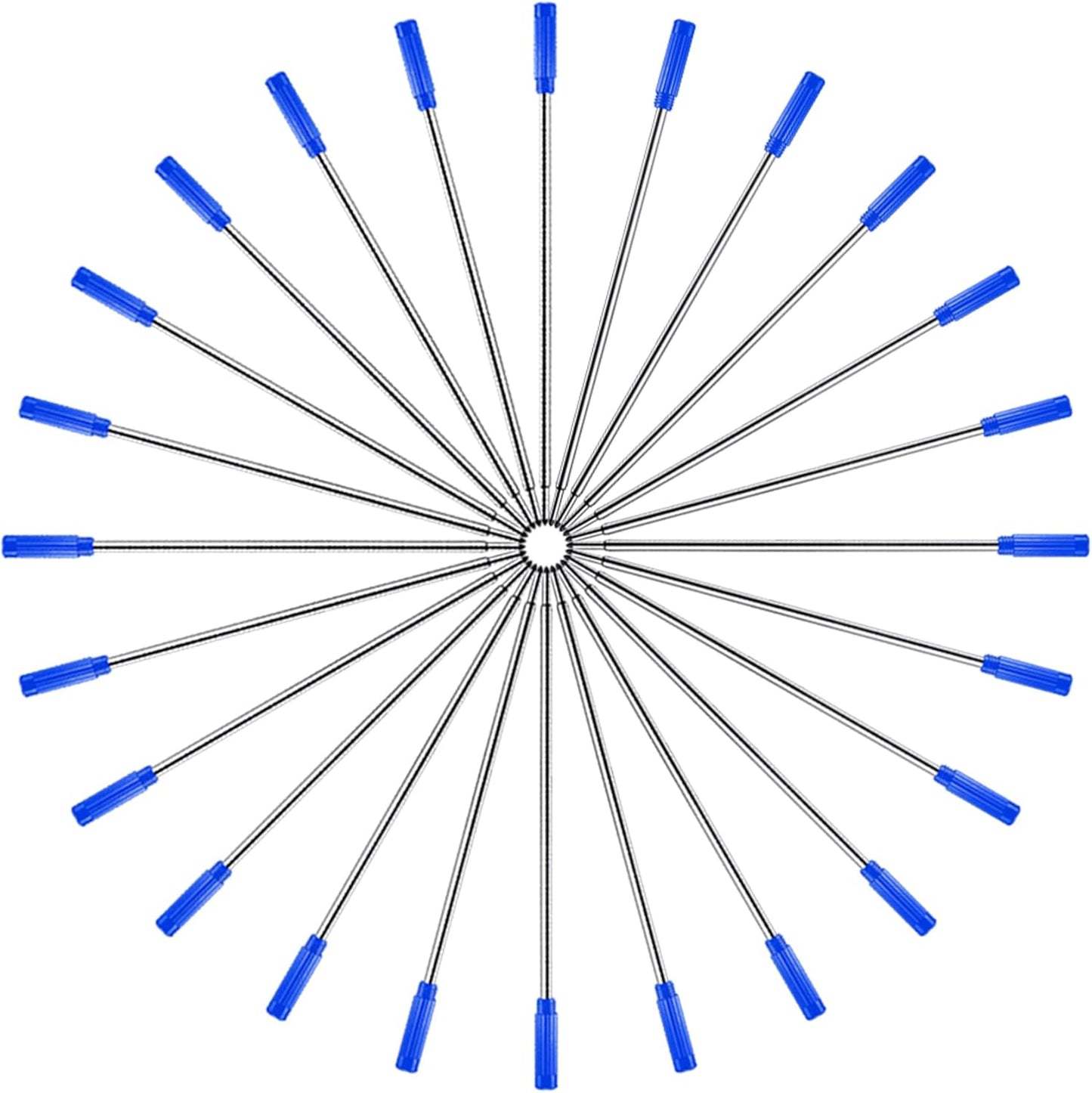 DunBong Blue Ink Refill Pack of 5, Replaceable Ballpoint Pen Refills, Medium Point Metal Refill (Blue)