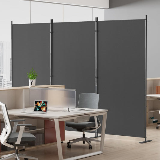 Helios&Hestia 3-Panel 6 ft Tall Indoor Folding Room Divider, Portable Privacy Screen, Freestanding Partition Separator, Temporary Wall Separation for Bedroom, Office, 102" W X 71" H, Dark Grey
