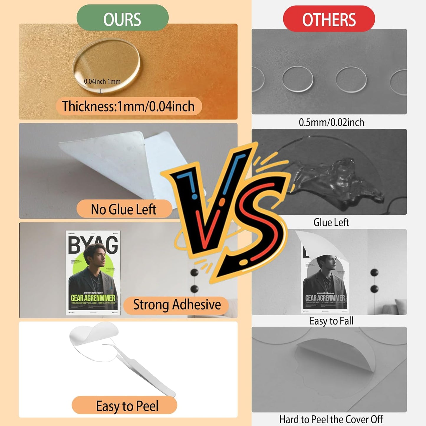 771PCS Double Sided Tape Removable Strong Adhesive Dots Heavy Duty Sticky Pads Putty No Traces Clear Sticky Tack for Picture, Poster, Art Craft, Decoration, Party Office Supplies