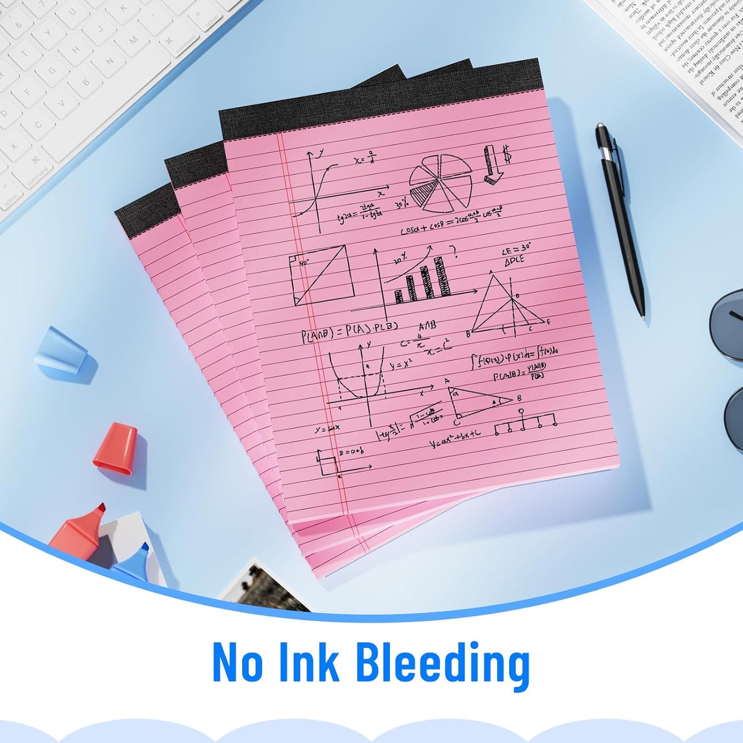 3pcs Legal Pads 8.5 x 11, Notepads 8.5 x 11 Inch, Pink Note Pads Clear Print Writing Pads of Paper, Memo Pads , Perforate Legal Notepads Paper , Wide Ruled Lined with Sturdy Back,30 Sheets/Pack