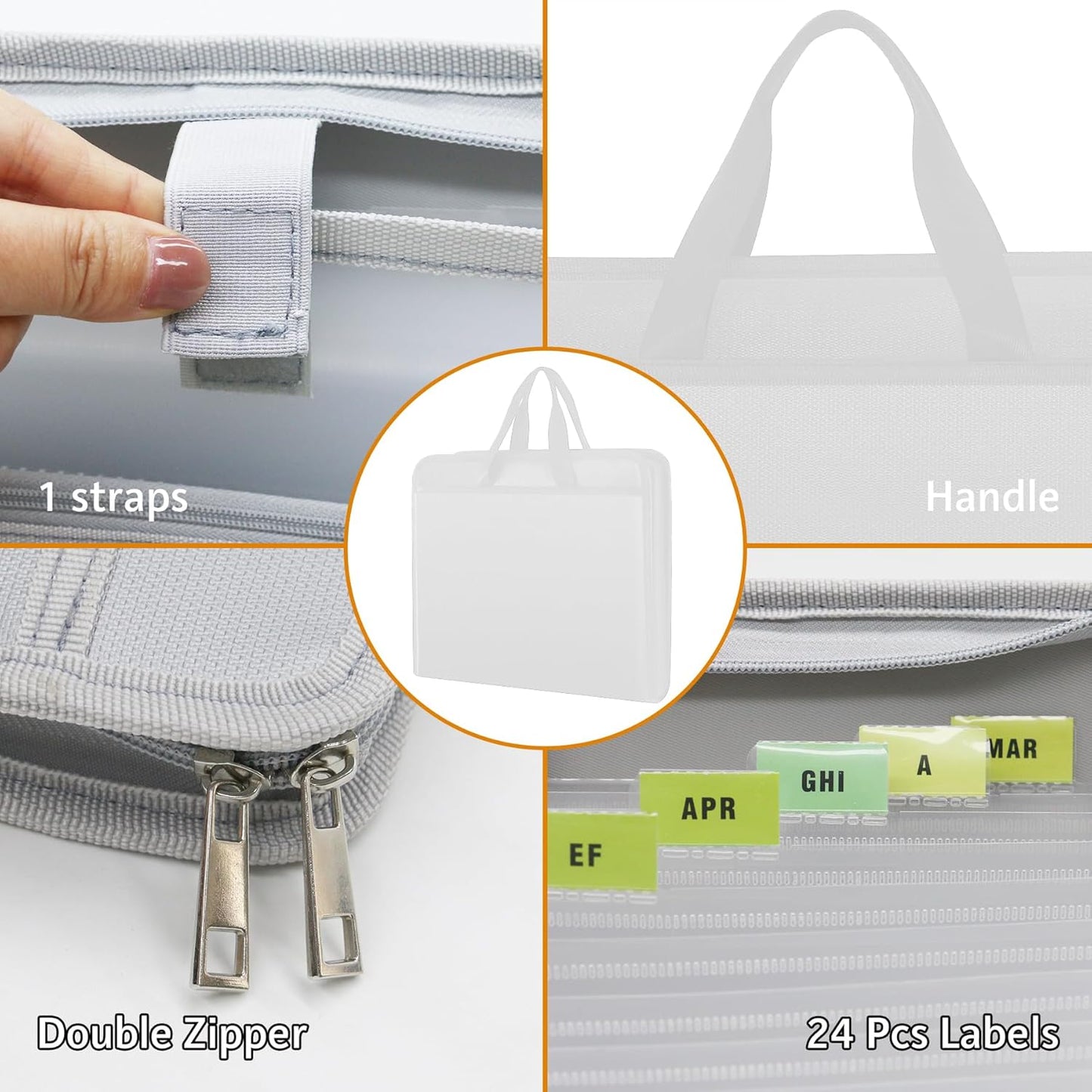 File Organizer Fireproof Expanding Accordion File Folder with Zipper Labels13 Pockets Document Organizer Holder Storage Box Bag for Business Office Receipt Home Travel