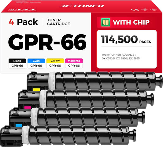 GPR-66 GPR66 Toner Compatible for Canon GPR-66 Toner Cartridge Set 4-Pack High Yield 5753C003AA 5754C003AA 5755C003AA 5756C003AA for Canon Color imageRUNNER ADVANCE DX C3926i C3930i C3935i Printer Ink