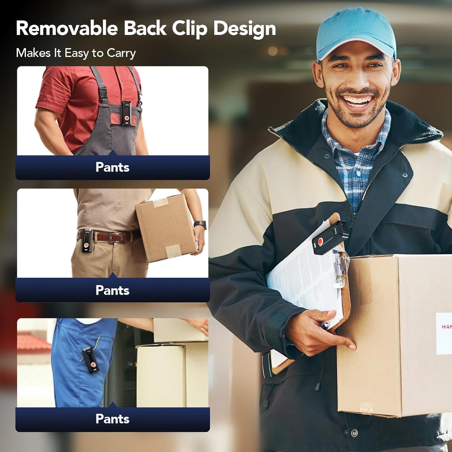 Eyoyo Portable 2D Bluetooth Barcode Scanner with Clip, 2000mAh Battery with Level Indicator, Wireless Mini 1D QR Bar Code Reader Compatible with Android, iPad, iPhone for Warehouse Inventory