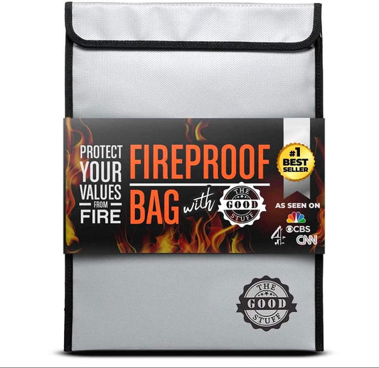 Fireproof Document Bag Legal Size: 15" x 11" [2000°F UL Certified] Protect Birth Certificates, Contracts, Legal Papers, Cash, and Other Valuables - Water and Fire Resistant File Bags