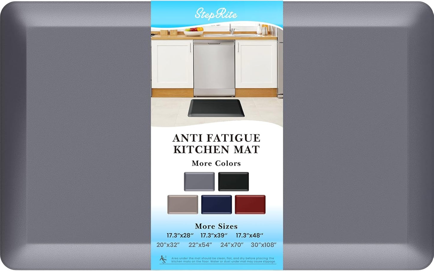 4/5 Inch Thick Kitchen Mats for Floor, StepRite Kitchen Rug for Standing Desk, Non-Slip, Thicker, Stain Resistant, Waterproof, Comfort Anti Fatigue Floor Mat for Home, Kitchen, Office - Grey,32*20''