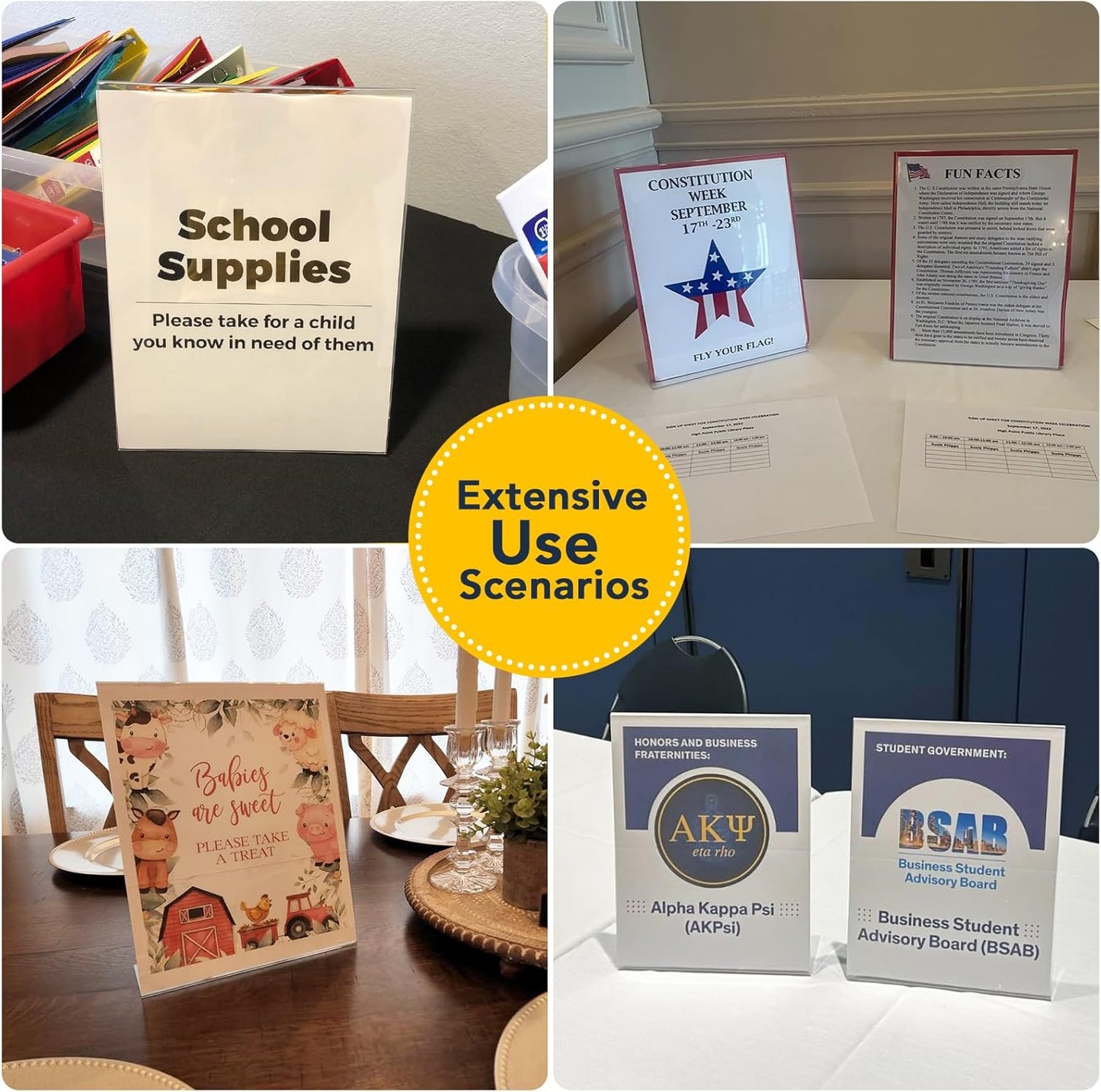 Acrylic Sign Stand Holder - 8.5x11 Inches Plastic Acrylic Literature Holders, 12 Pack Sign Holders Suit for Flyer, Magazine, Pamphlet, Booklet Display