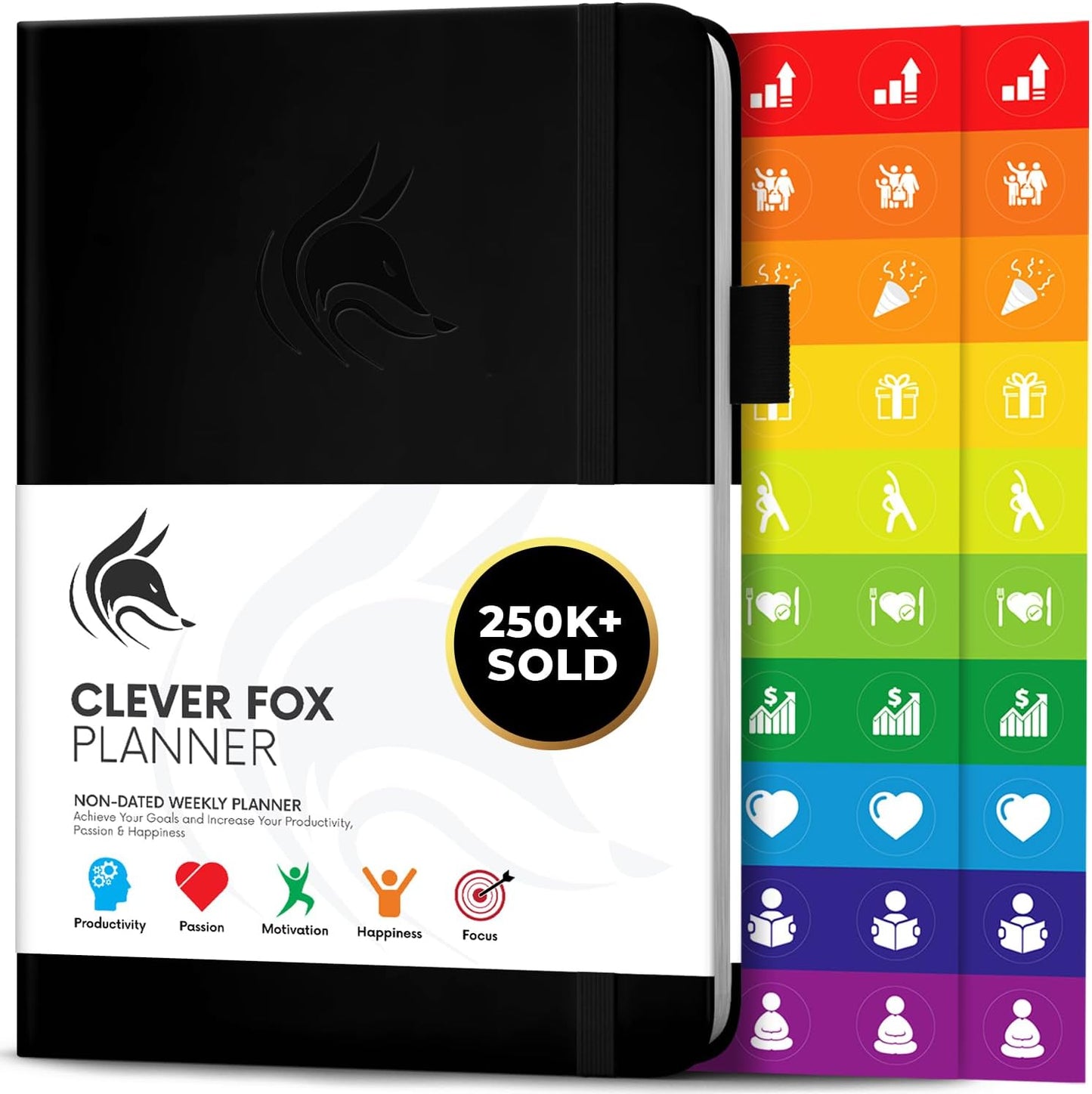Clever Fox Planner – Undated Weekly & Monthly Planner for Productivity, Time Management & Goals – Organizer Journal – A5 (Black)