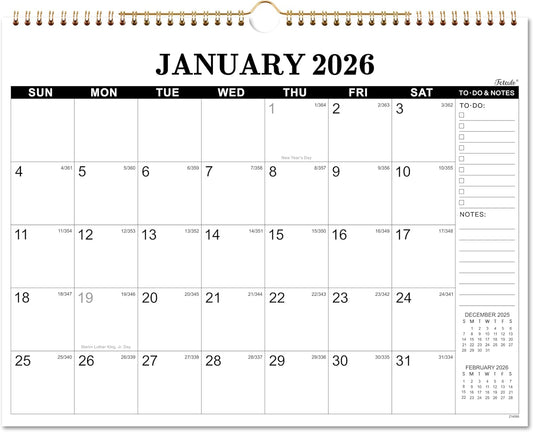 2026 Calendar - 2026 Wall Calendar, Jan. 2026 - Dec. 2026, 14.6'' x 11.4", Large Wall Calendar with Highlighted Holidays, Sturdy Binding, Calendar for Planning