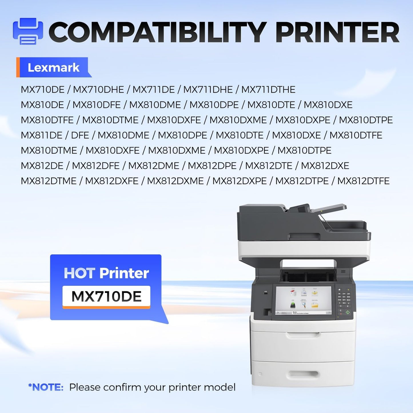 62D1000 Toner Cartridge Black 1-Pack Replacement for Lexmark 621 62D1000 621H 62D1H00 Toner Compatible with Lexmark MX711DE MX710 MX710DE MX710DHE MX810 MX810DE MX811 MX811DE MX812 MX812DE Printer Ink