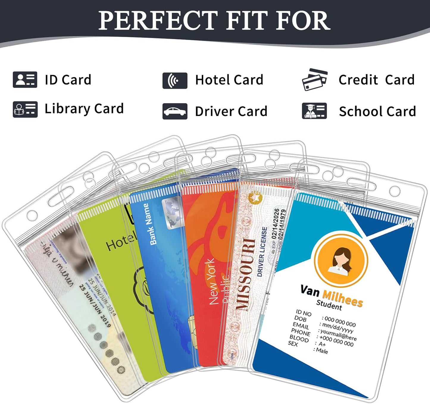 120 Pack ID Badge Holder - Vertical Badge Holder, 2.25" x 3.5" Clear Cards Holders for Lanyard, Plastic Sealable Waterproof, Name Tag Holder for Nurses, Office and School