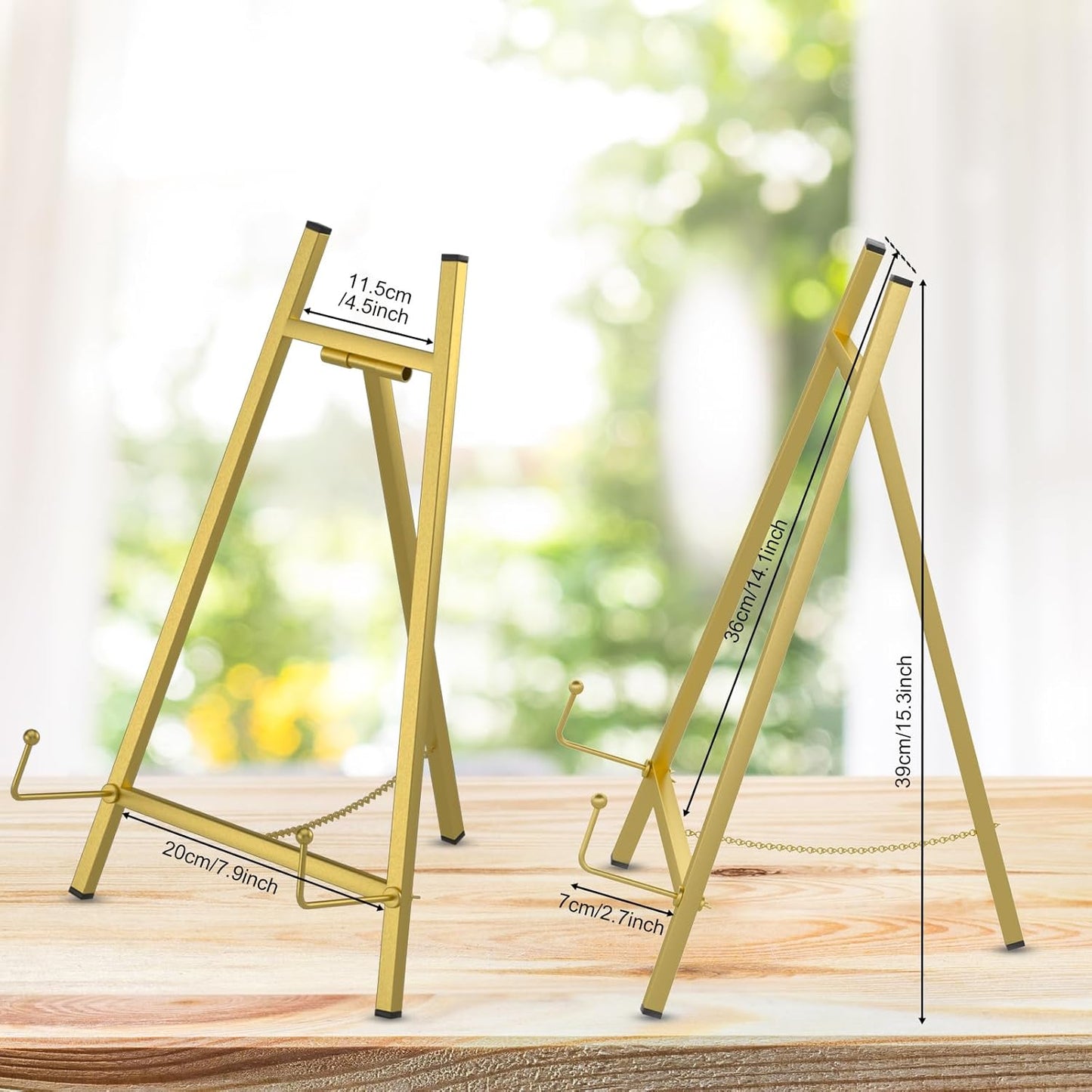 16" Large Metal Table Top Easel Gold Tabletop Easel Picture Stand Mirror Table Top Easels for Display Photo Frame Heavy Duty Plate Art Display Stand for Sign Tabletop Wedding Frame Stands with Tray