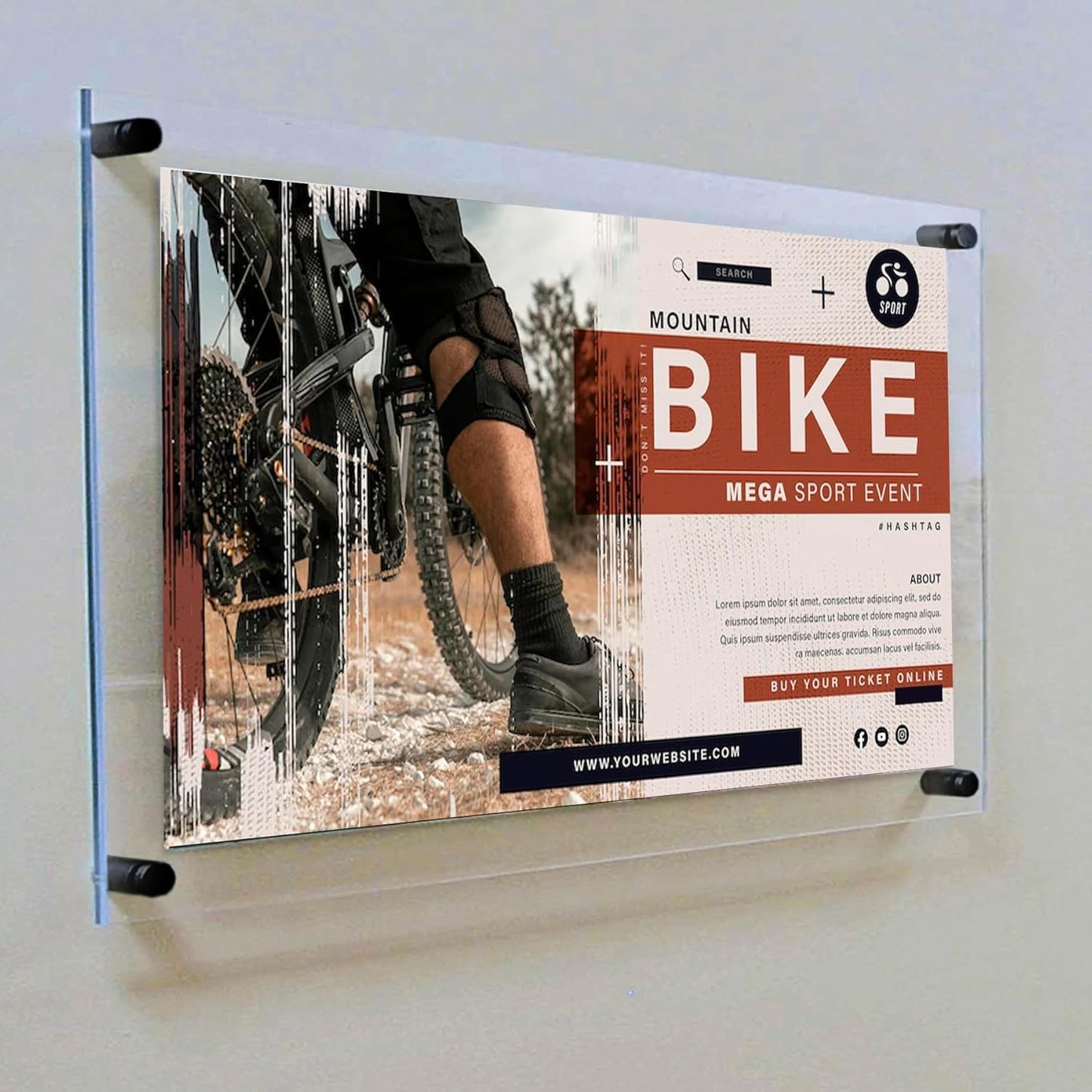 Azar Displays 105524-BLK Acrylic Floating Double Panel Wall Frame,18" x 24" Graphic Size, Overall Frame Size: 18" x 24", Black