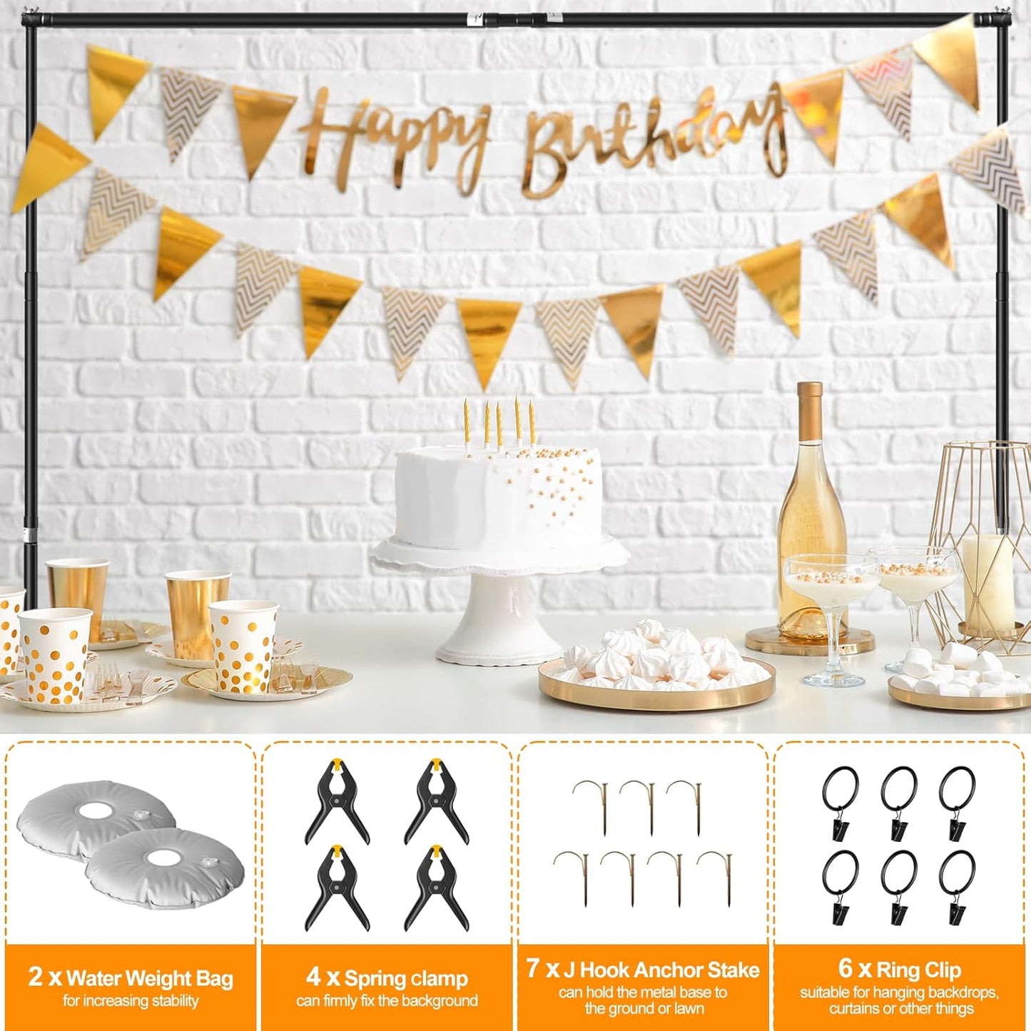 FUDESY Backdrop Stand Heavy Duty, 8.5x10ft Adjustable Photo Background Pipe and Drape Backdrop Stand Kit with Metal Base for Photography Parties Birthday Video Studio