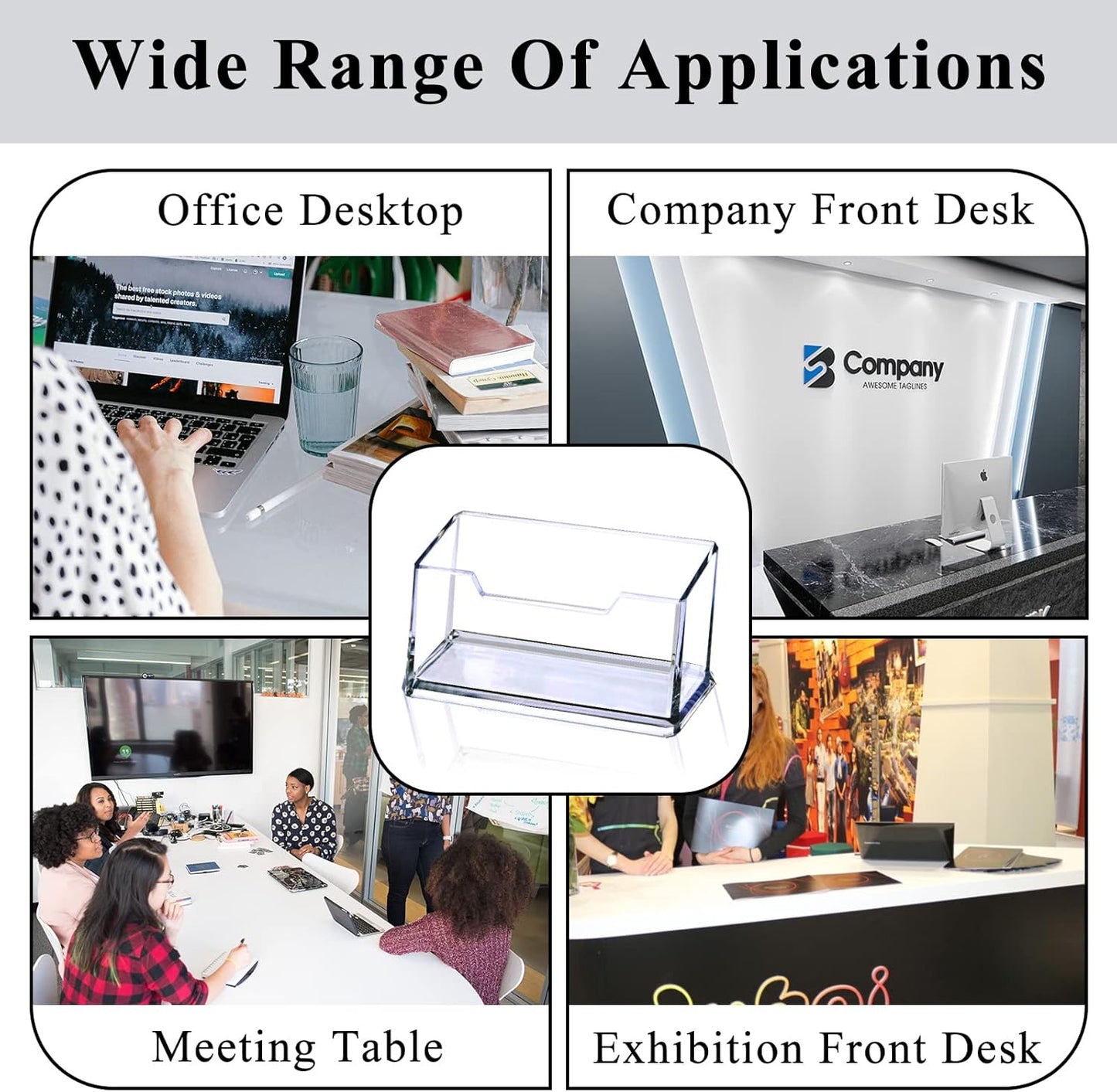 Clear Acrylic Business Card Holder, Name Card Organizer for Desk Fits 50 Business Cards