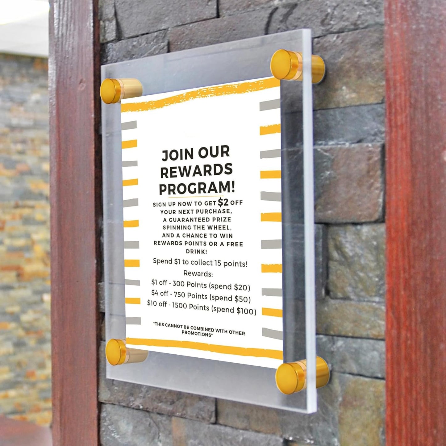 Azar Displays 105510-GLD Acrylic Floating Double Panel Wall Frame,11" x 14" Graphic Size, Overall Frame Size: 15" x 18", Gold