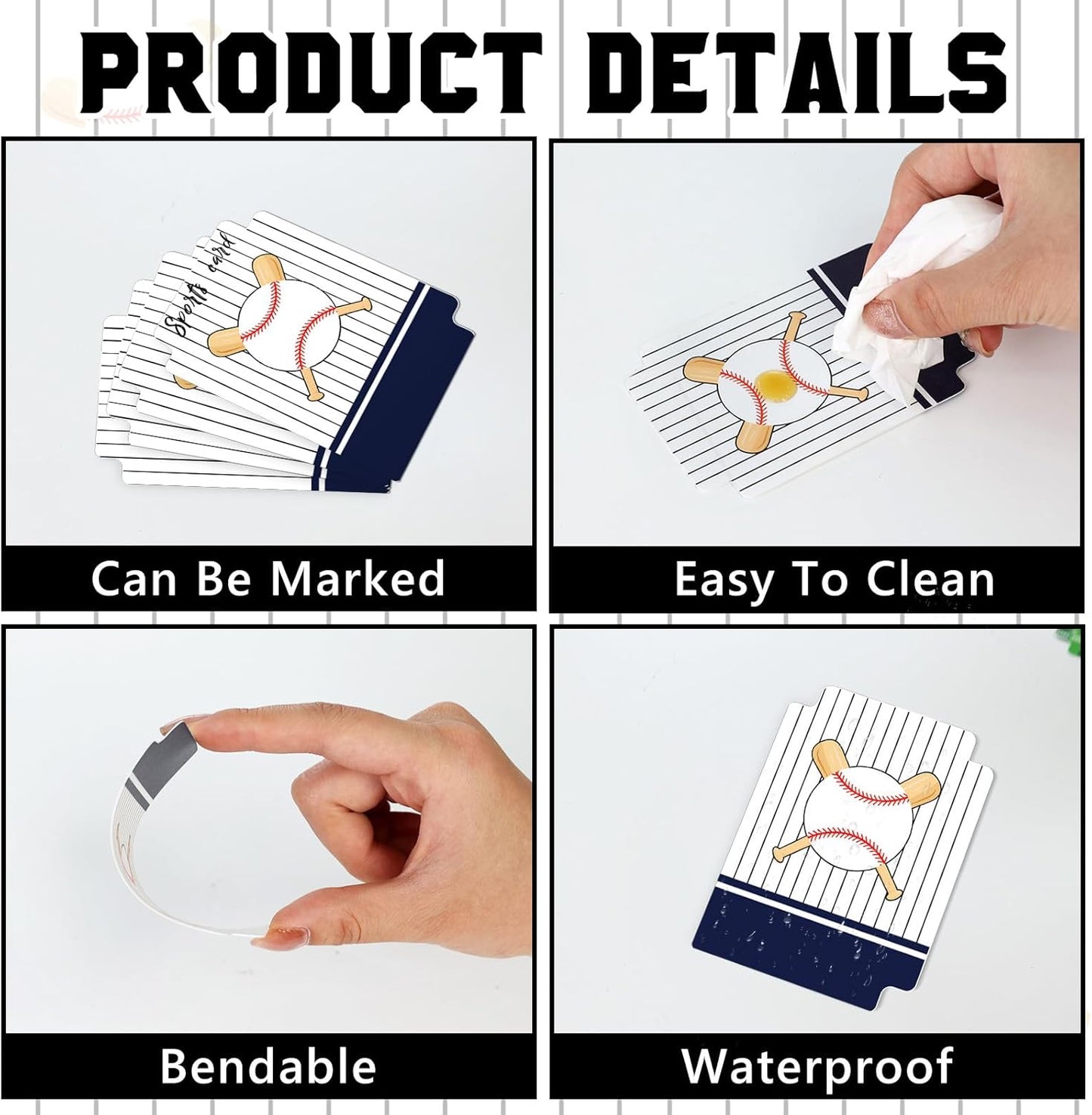 50pcs Baseball Team Card Dividers Plastic Index Card Storage Dividers with Tabs for Boys Men Gifts Card Separators for Organizing Sports Recipe Game Card