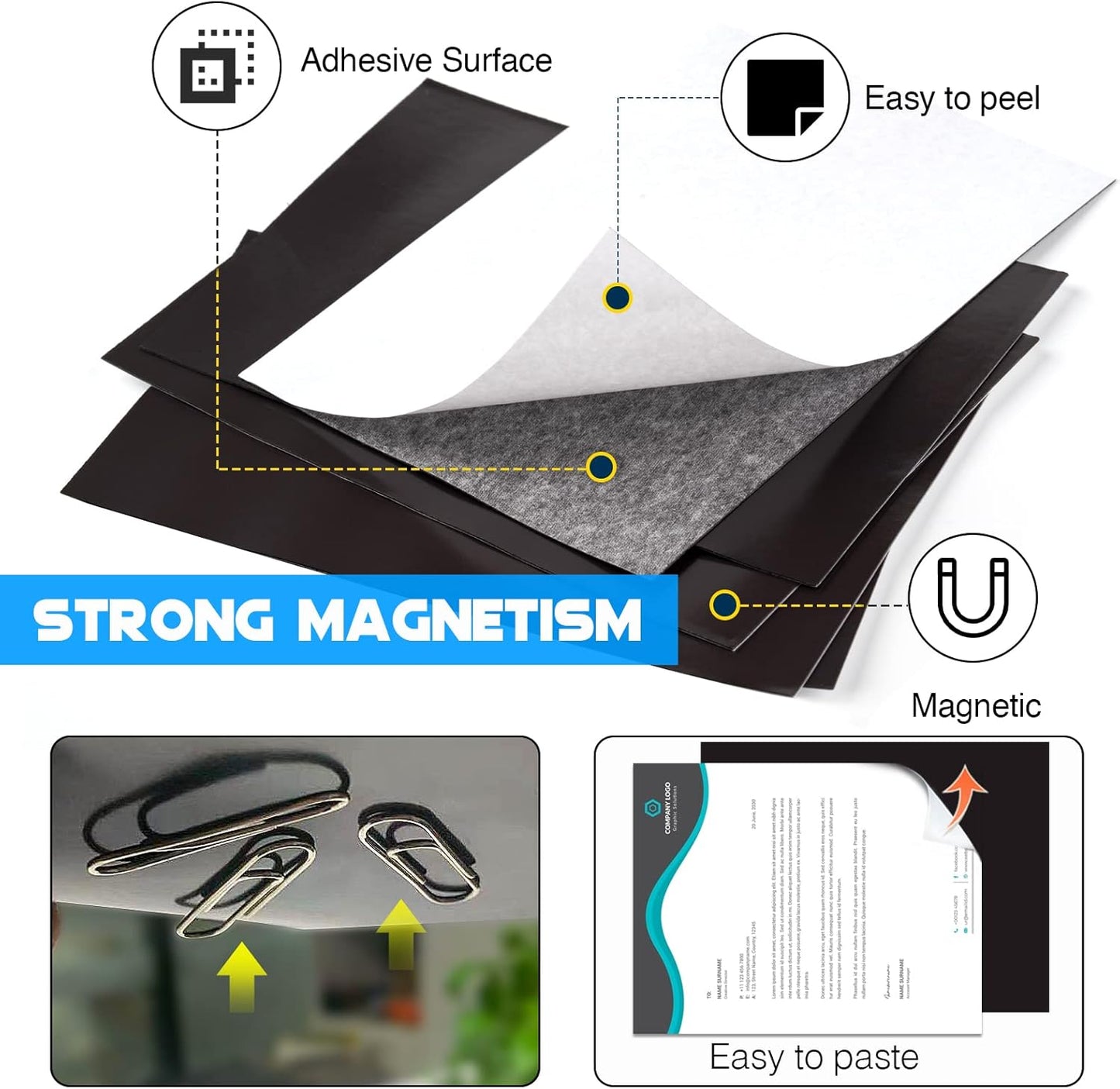 8.5X11 Inches Picture Magnets for Refrigerator, Letter Size (Bulk 40 Pieces),Magnetic Sheets with Self-Stick Adhesive for Home/Classroom/Office,Easy Cut DIY Photo Magnet