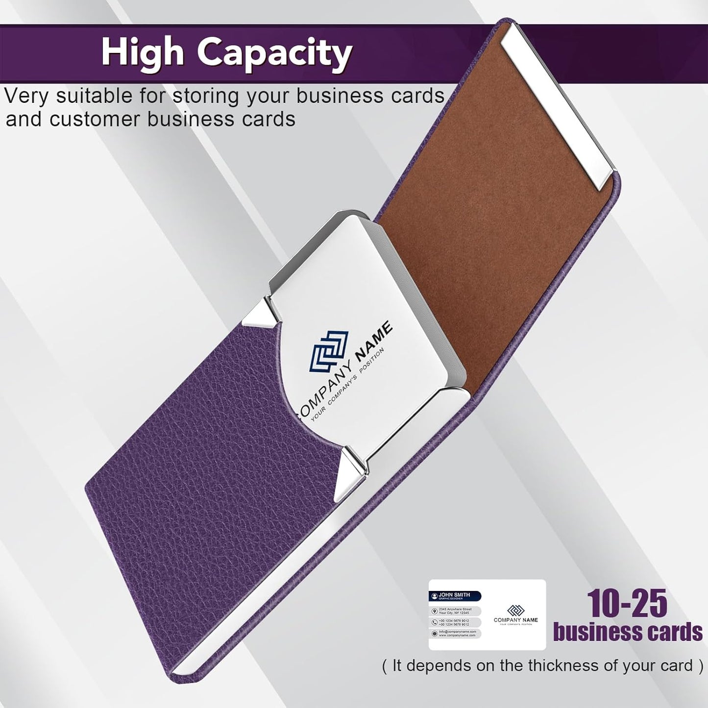 Business Card Holder with Ultra Slim Design, Business Card Case with Premium PU Leather, Suit Pocket Metal Card Holder for Women/Men, Magnetic Closure Quick Access Cards