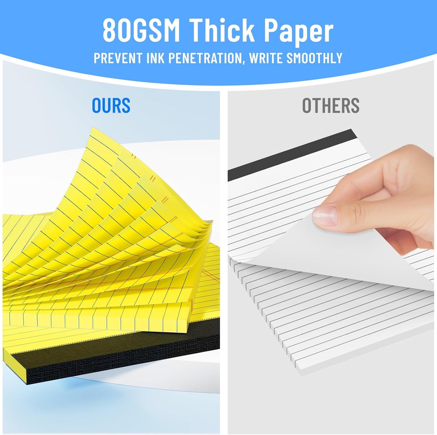 12pcs Legal Pads 8.5 x 11, Notepads 8.5 x 11 College Ruled Notebook, Writing Pads of Paper,Yellow Note Pads, Memo Pad Papers Perforate Legal Notepads Narrow Ruled Line,30 Sheets/Pack