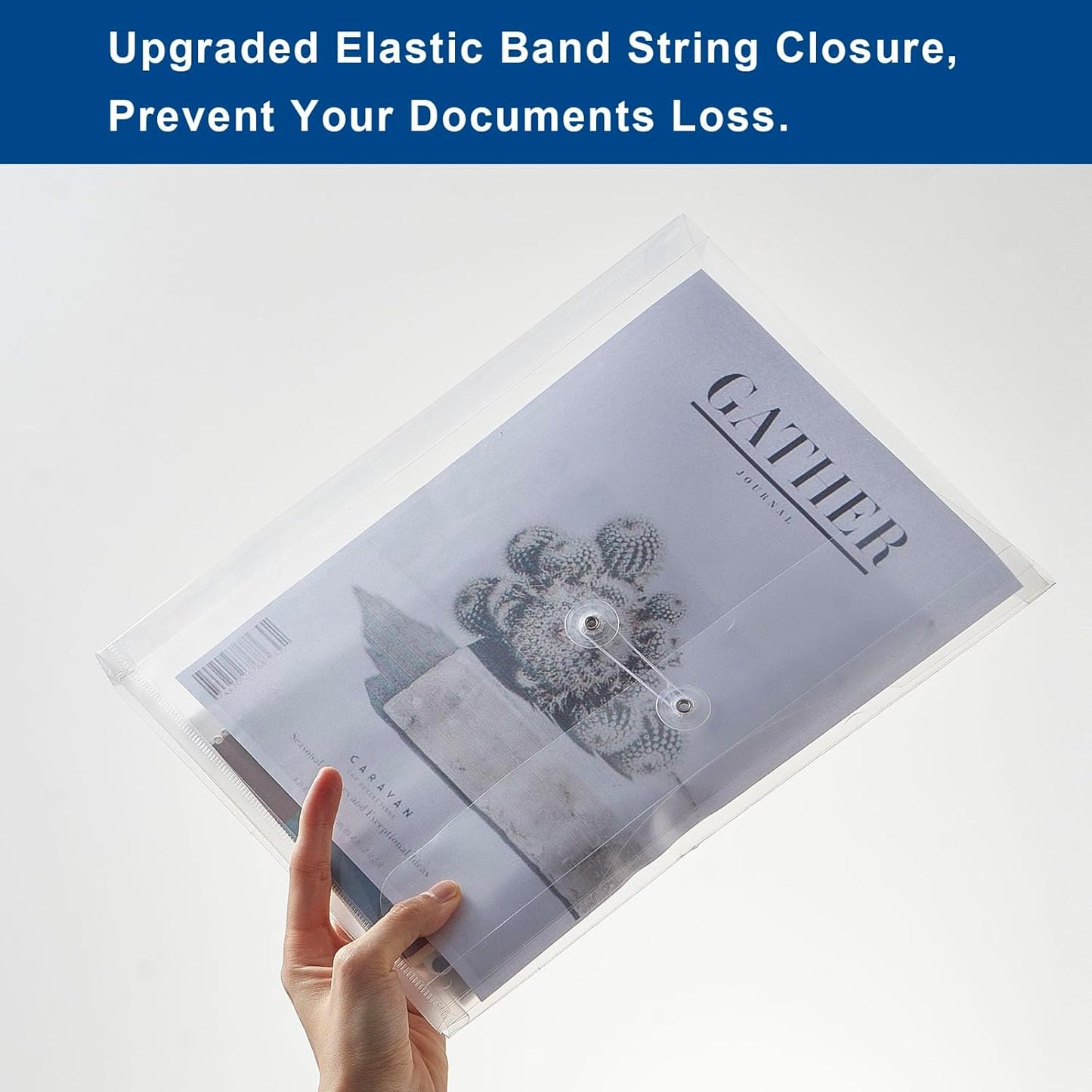 Clear Poly Envelopes with String Closure 20 Pack, EGOSKY Transparent Envelope Folders with Top Opening, Reusable Plastic File Folders for School Office Suppiles