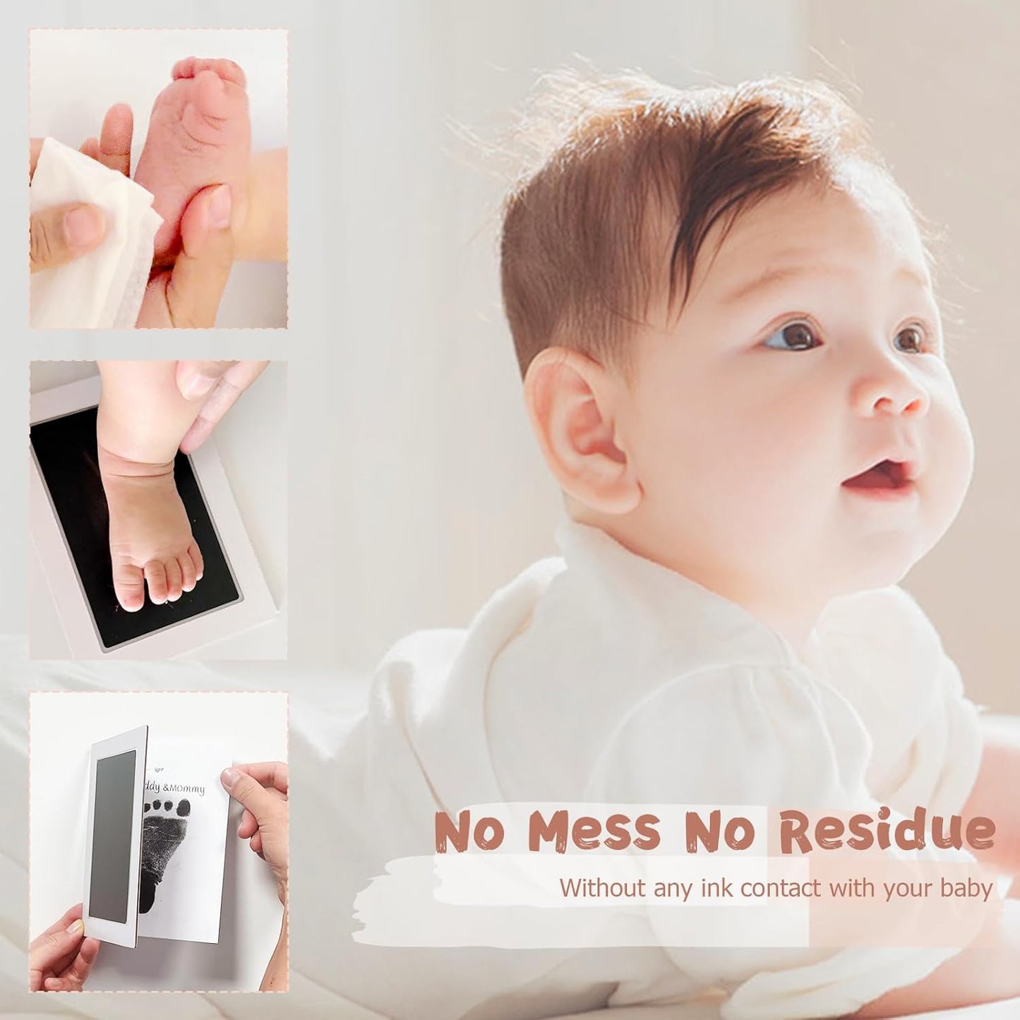 Inkless Baby Hand and Footprint Kit,Clean-Touch Ink Pad Kit,Safe No Mess Printing Infant Hand Foot Stamp,2 Pack Newborn Inkless Print Pads Best Keepsake or Gifts for Family