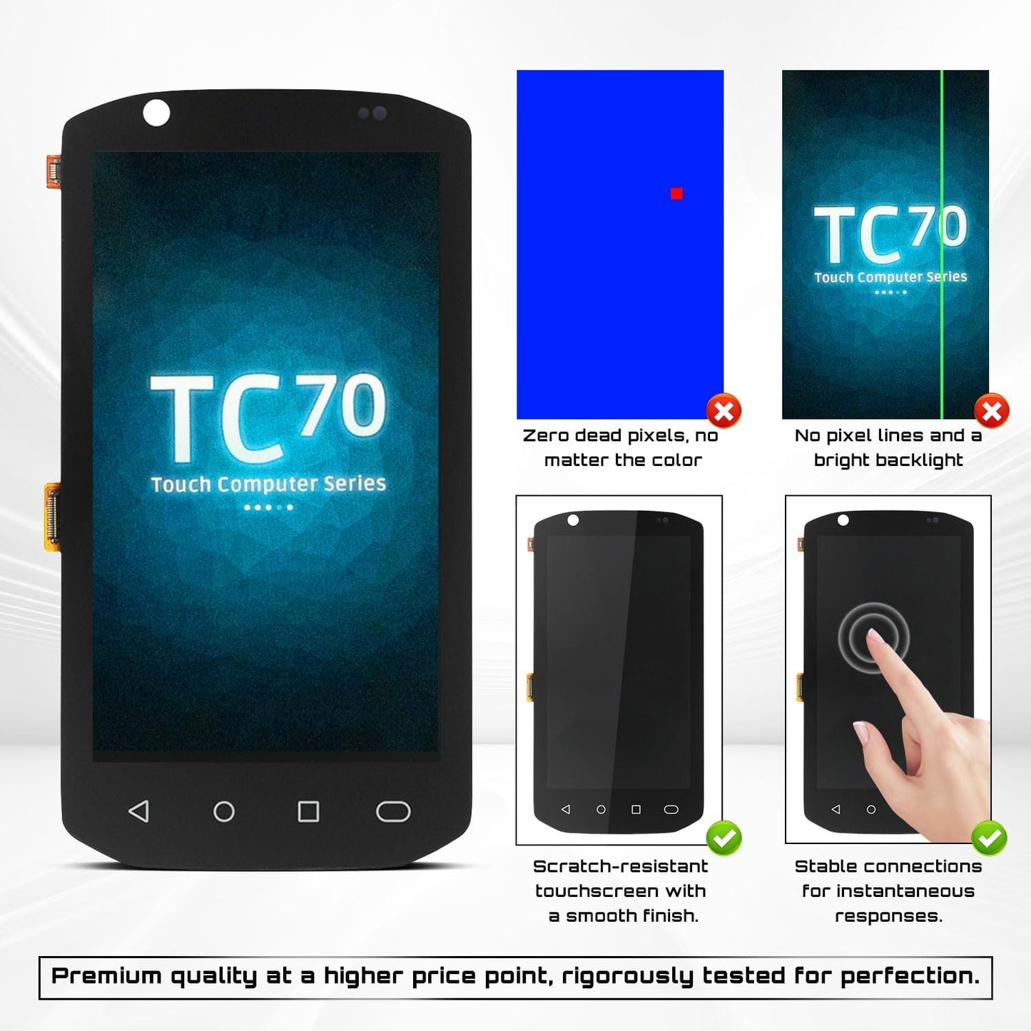 for Zebra TC77 TC70 TC75 TC70X TC75X TC72 LCD Screen Replacement - LCD Touch Display Digitizer Assembly Compatible with Handheld Android Barcode Scanners