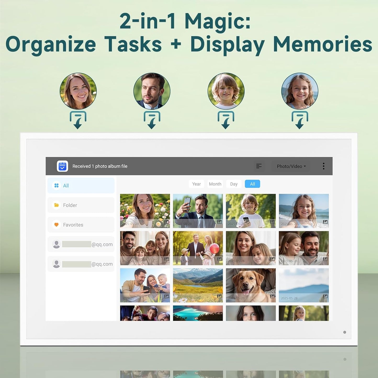 21.5 Inch Smart Digital Calendar – Electronic Chore Chart & Planner with 1920x1080P IPS Touchscreen, Weekly/Monthly Family Organizer for Wall or Desk, White 2025 New Version