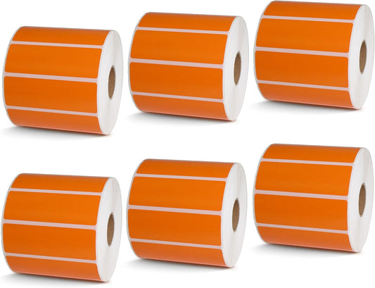 BETCKEY - 3" x 1" UPC Barcode & Address Labels Compatible with Zebra & Rollo Label Printer,Premium Adhesive & Perforated[Orange, 6 Rolls, 8250 Labels]