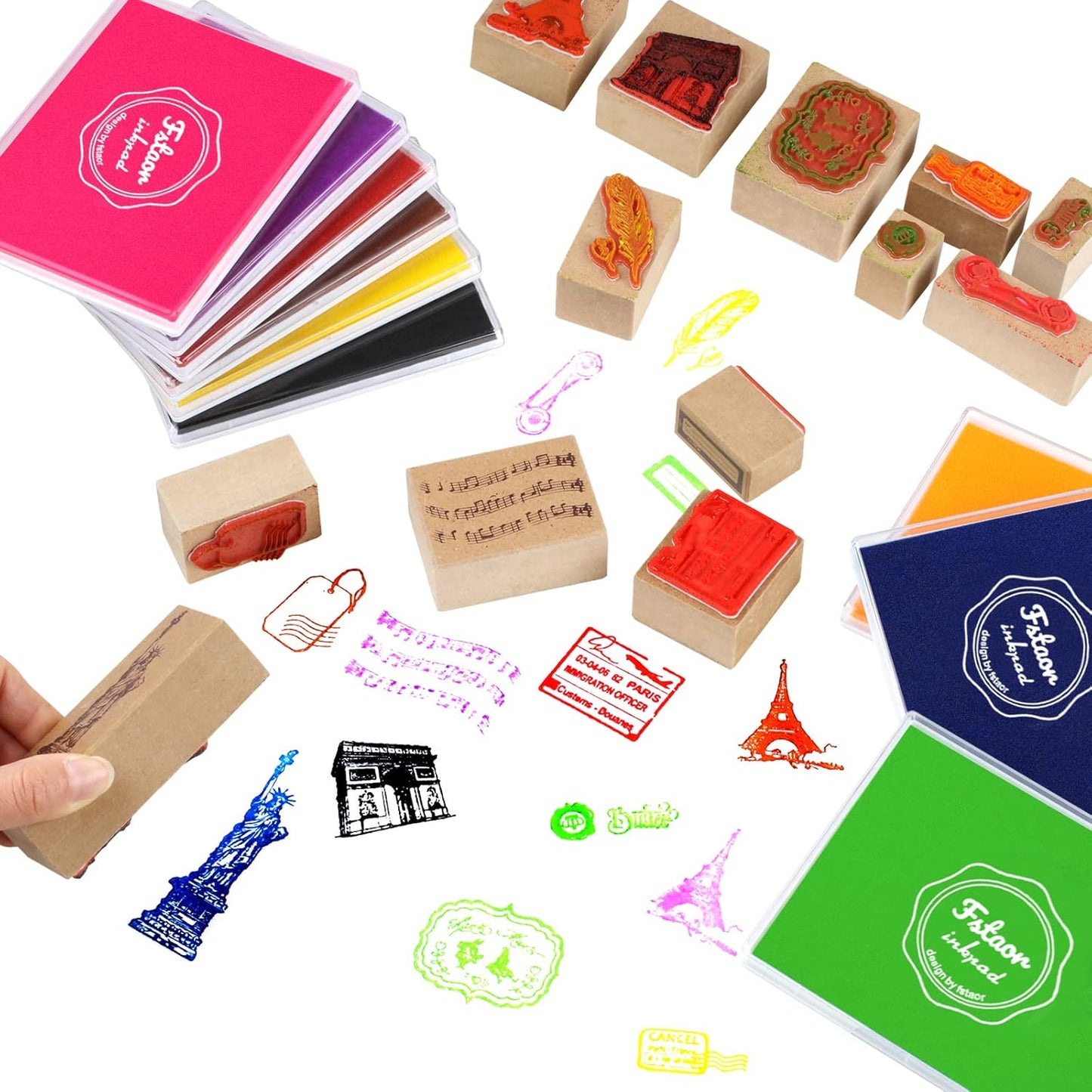 Fstaor Permanent Large Pink Ink Pad for Rubber Stamps, 5x4 inch Stamp Pads for Kids Paper Wood Fabric (Pink)