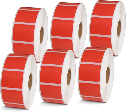 BETCKEY - 1.25" x 1" UPC Barcode & Address Labels Compatible with Zebra & Rollo Label Printer,Premium Adhesive & Perforated[Red, 6 Rolls, 8280 Labels]