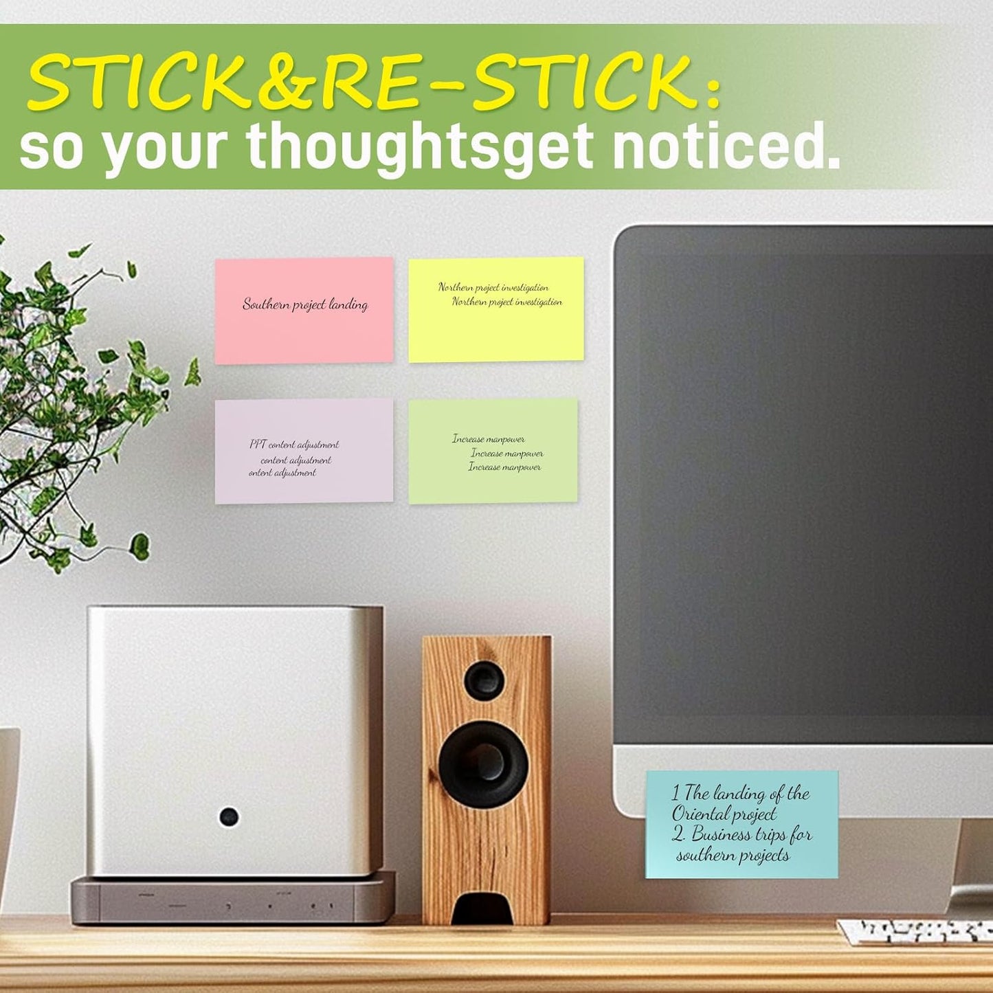 480 Sheets 3x5 Inches Large Sticky Notes,Self-Stick Post Stickies Colorful Super Sticking Power Memo Pads for Teacher Supply,School and Office