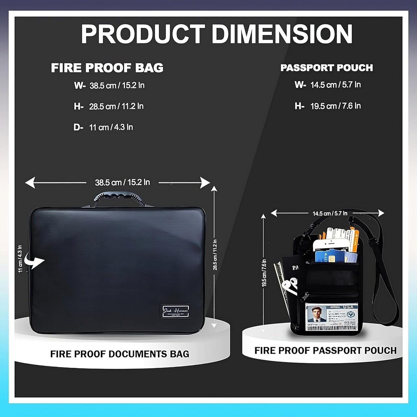 Fireproof Document Organizer Bag with Lock, 13 Labeled Pockets & Passport Pouch – Waterproof File Folder for Home, Office & Travel